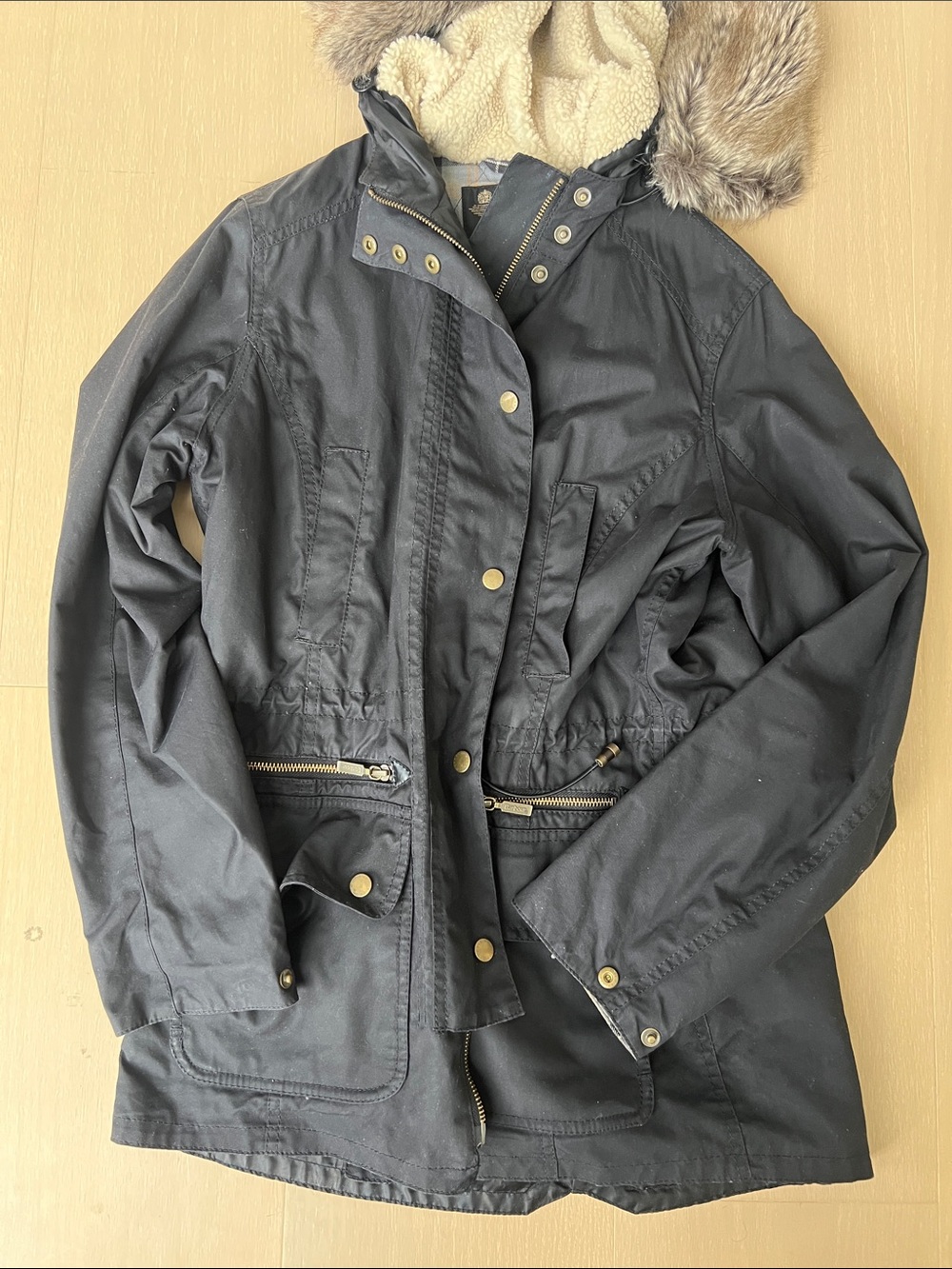 Barbour Kelsall Navy Waxed Jacket US 8 - Picture 7 of 9